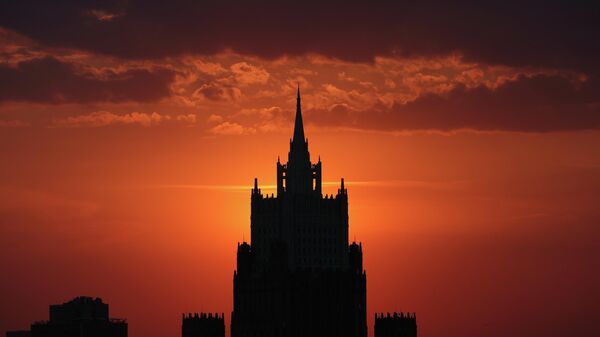 The building of the Ministry of Foreign Affairs of the Russian Federation in Moscow at sunset. - Sputnik International