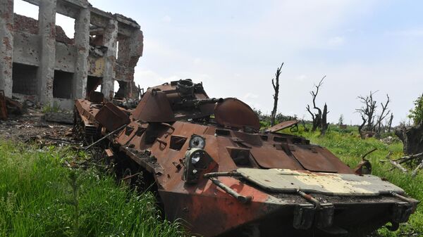 Ukrainian army's destroyed armored vehicle. File photo - Sputnik International
