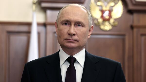  Russian President Vladimir Putin congratulates citizens on the country's National Flag Day, August 22, 2023.  - Sputnik International